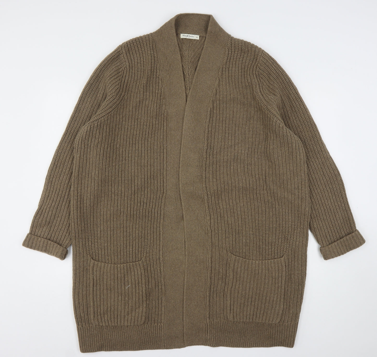 Woolovers Womens Brown V-Neck  Cotton Cardigan Jumper Size XL