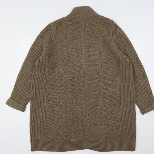 Woolovers Womens Brown V-Neck  Cotton Cardigan Jumper Size XL