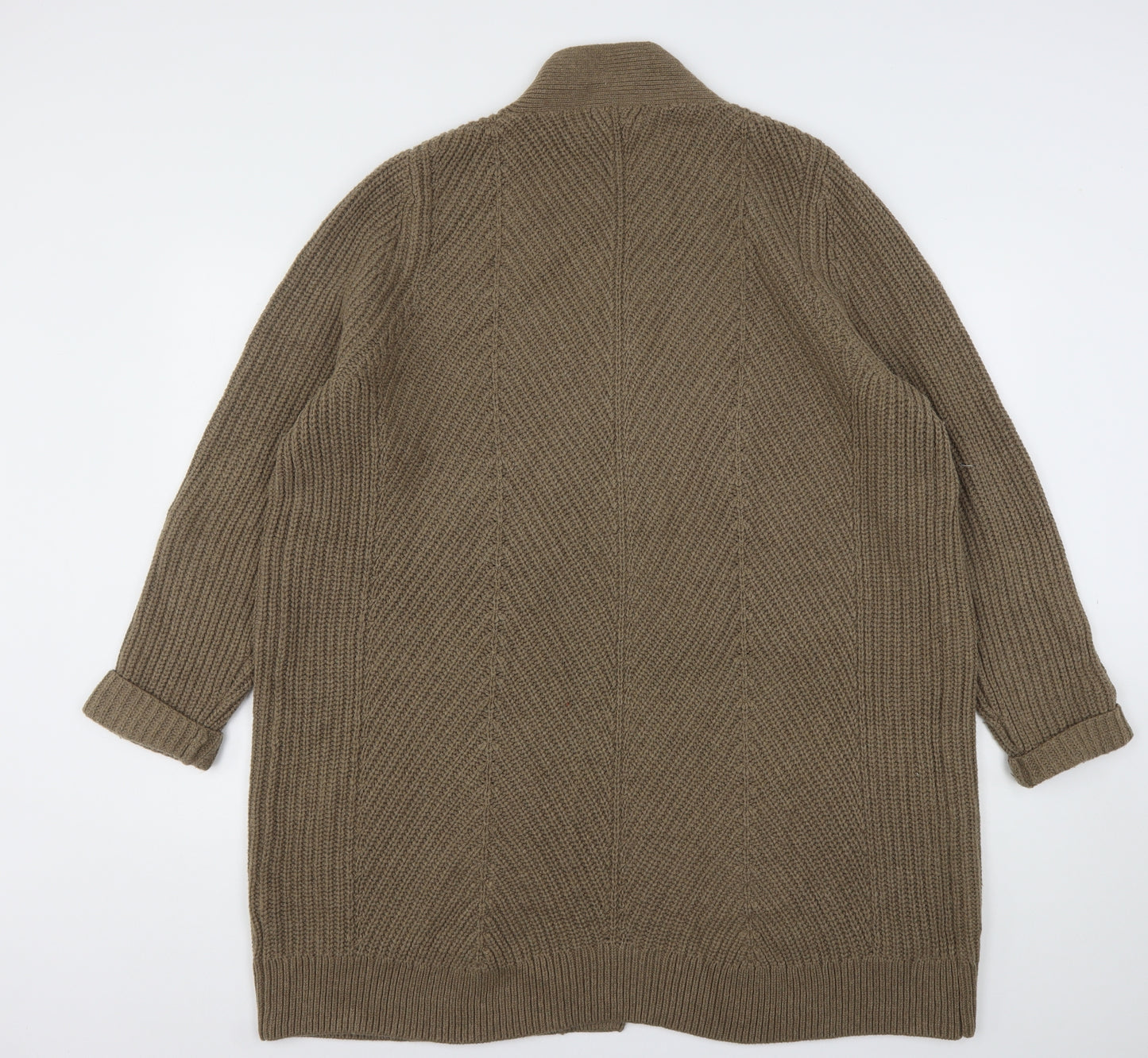 Woolovers Womens Brown V-Neck  Cotton Cardigan Jumper Size XL