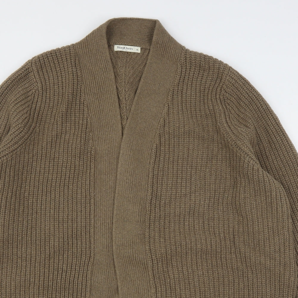 Woolovers Womens Brown V-Neck  Cotton Cardigan Jumper Size XL