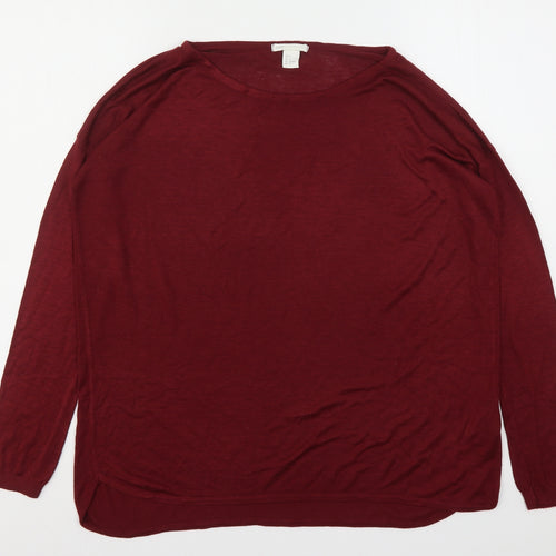 H&M Womens Red Round Neck  Viscose Pullover Jumper Size S