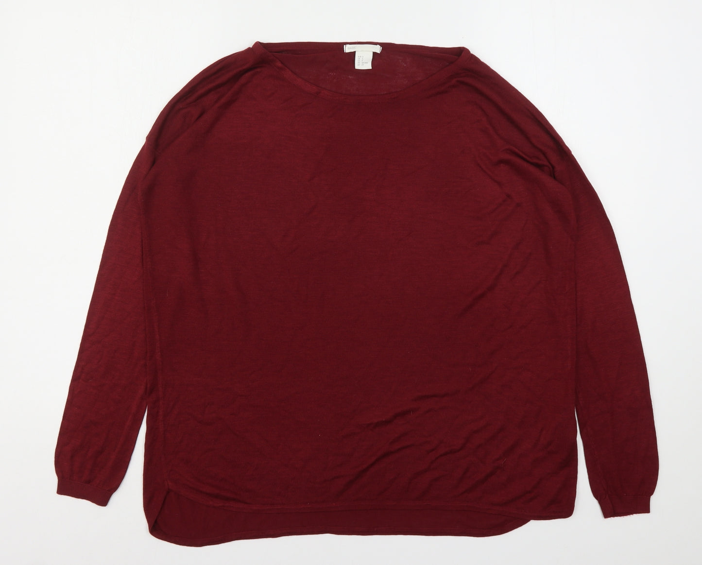 H&M Womens Red Round Neck  Viscose Pullover Jumper Size S