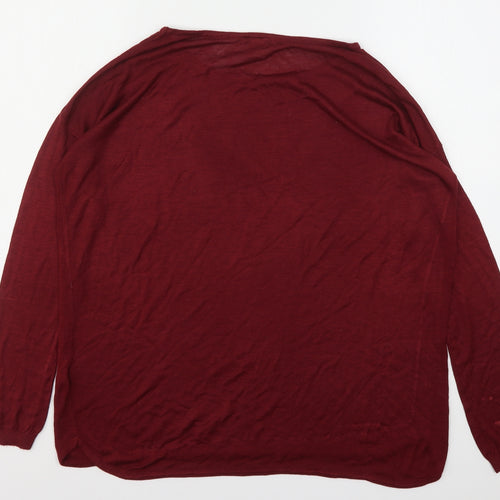 H&M Womens Red Round Neck  Viscose Pullover Jumper Size S