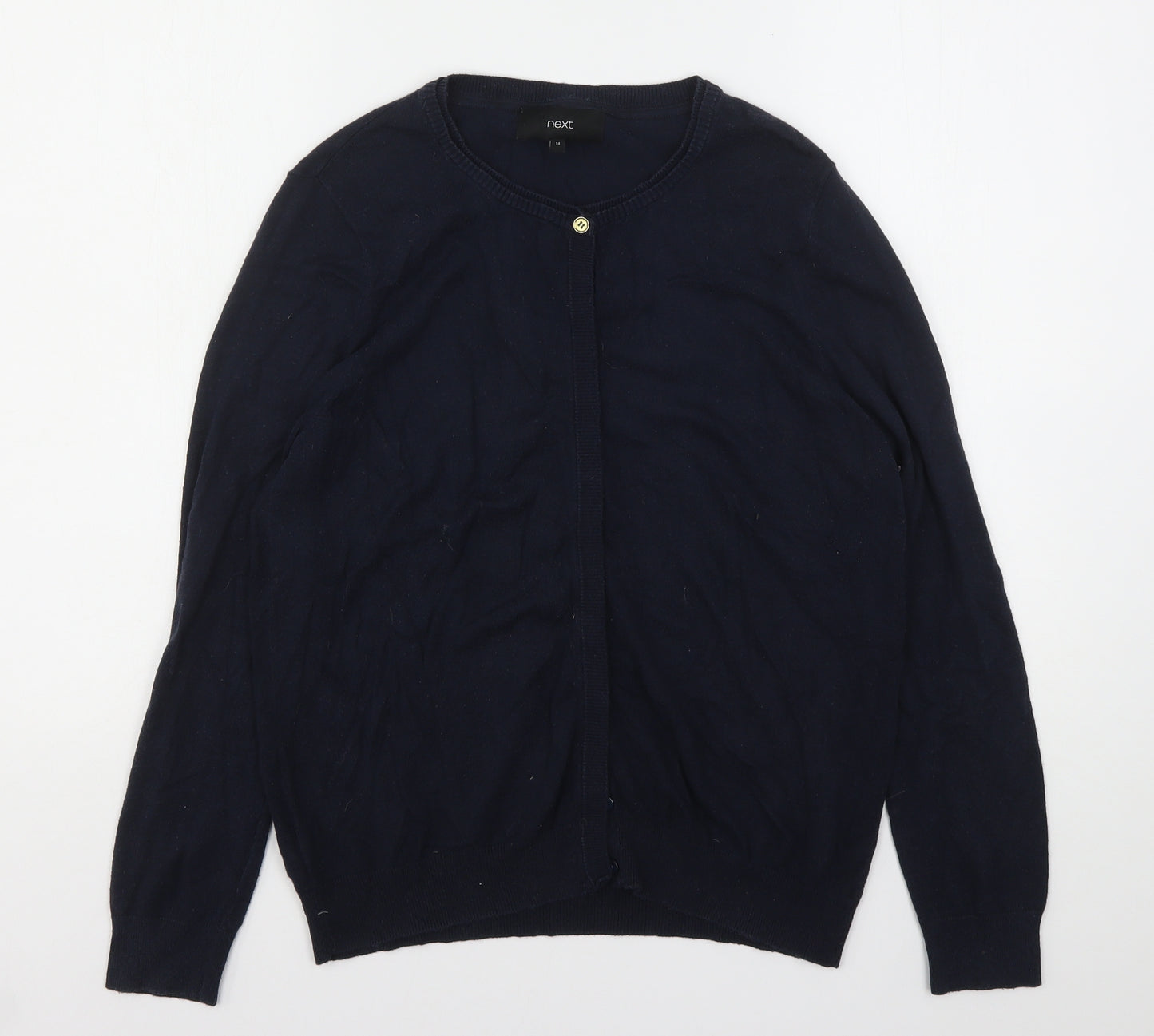 NEXT Womens Blue Round Neck  Cotton Cardigan Jumper Size 14