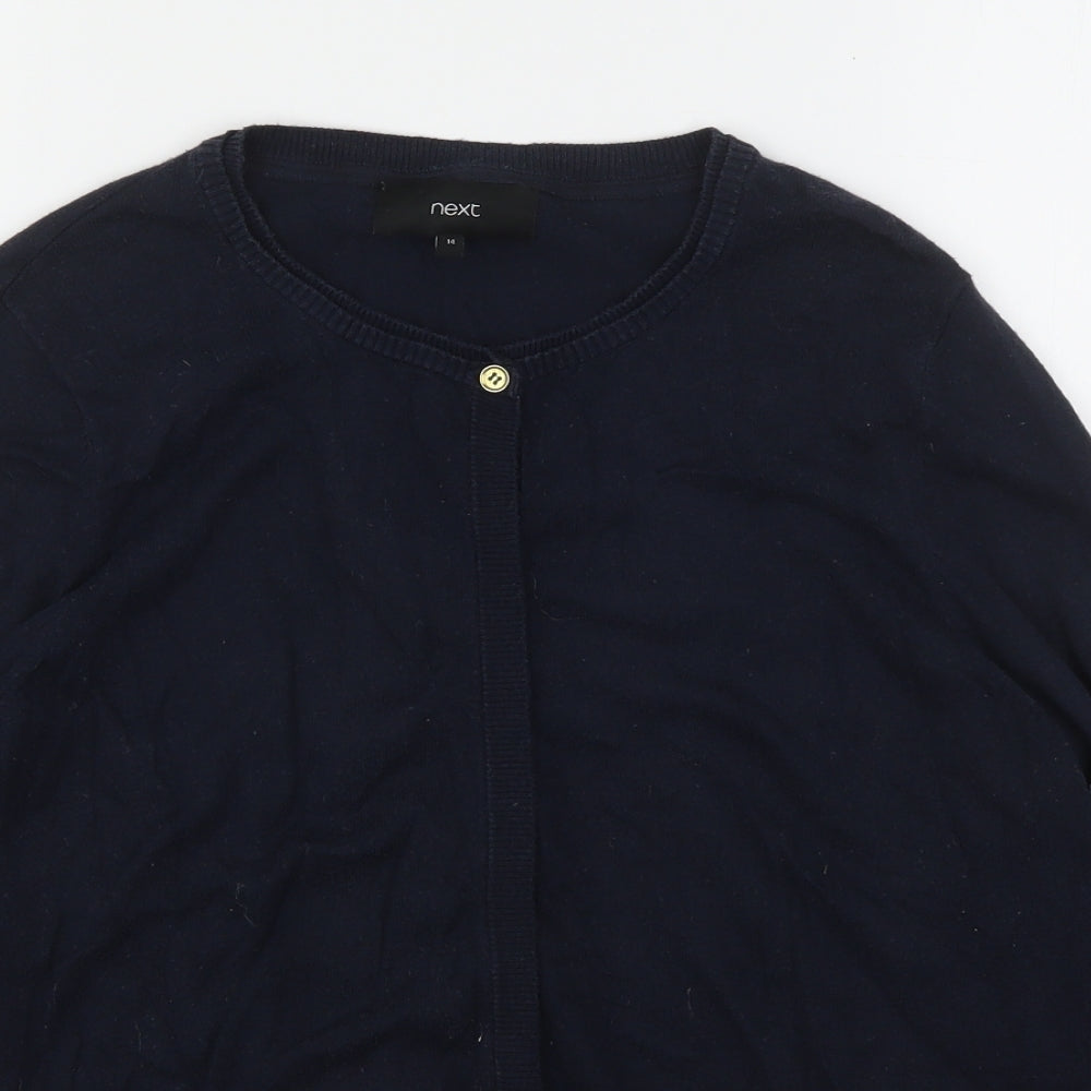 NEXT Womens Blue Round Neck  Cotton Cardigan Jumper Size 14