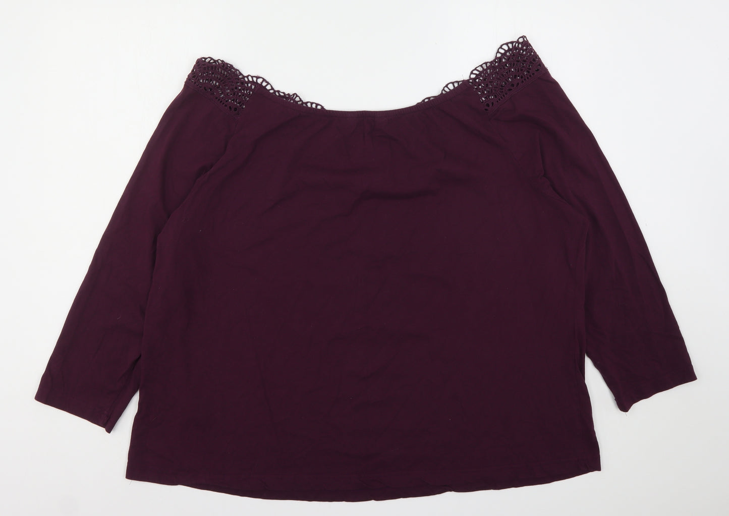 Capsule Womens Purple  Cotton Basic T-Shirt Size 26 Boat Neck