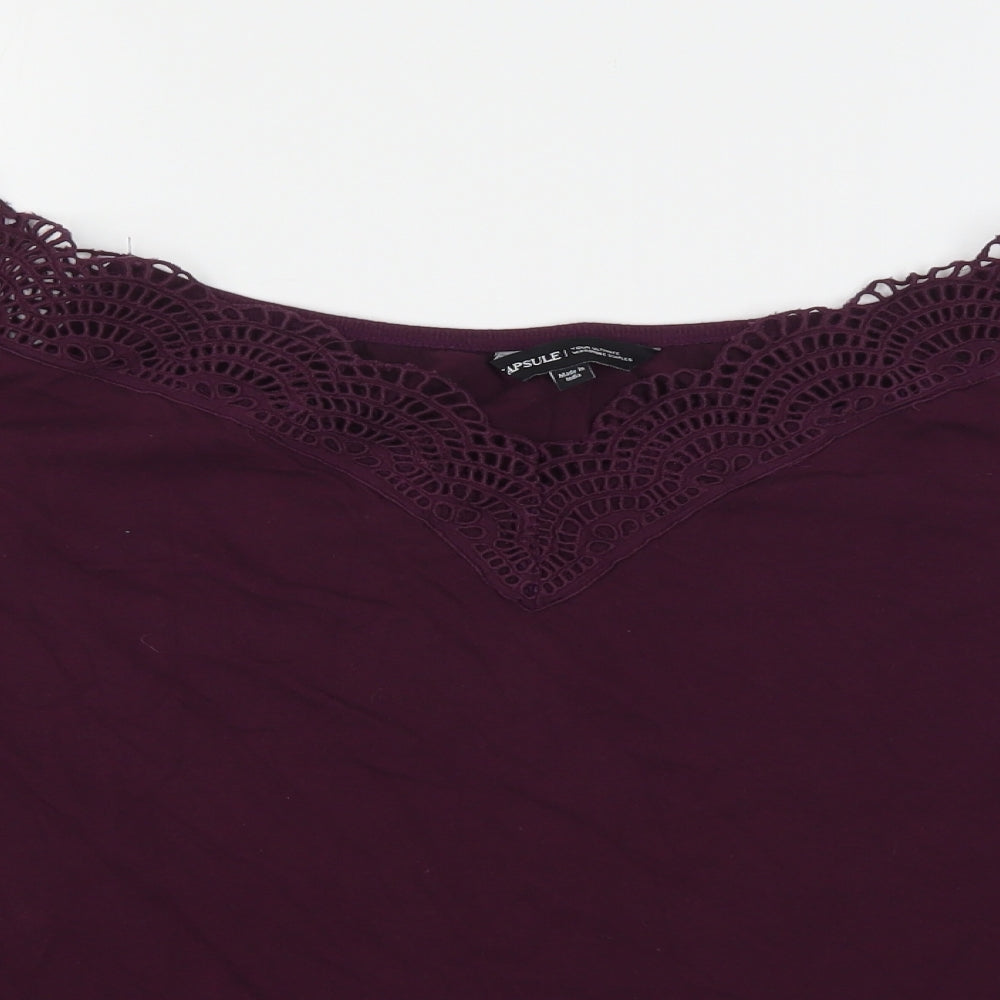 Capsule Womens Purple  Cotton Basic T-Shirt Size 26 Boat Neck