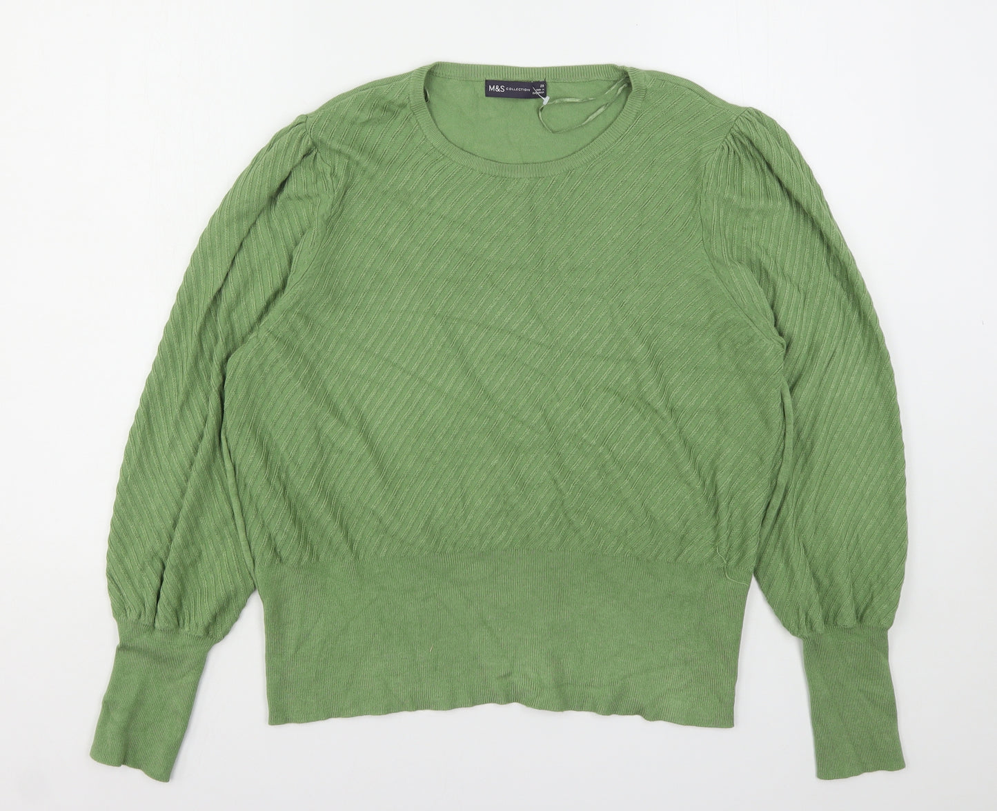 Marks and Spencer Womens Green Round Neck  Viscose Pullover Jumper Size 20