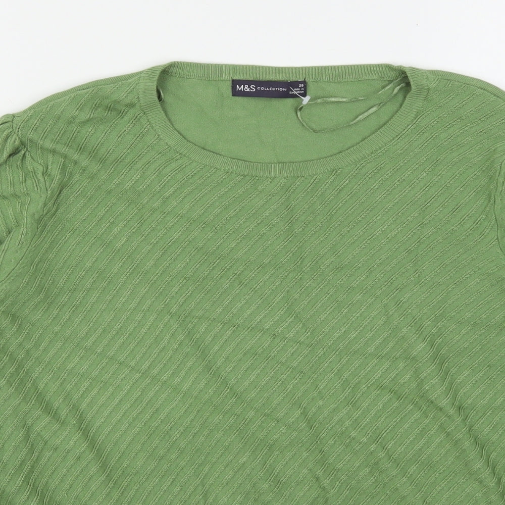 Marks and Spencer Womens Green Round Neck  Viscose Pullover Jumper Size 20
