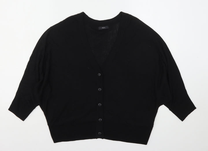 M&Co Womens Black V-Neck Viscose Cardigan Jumper Size 12