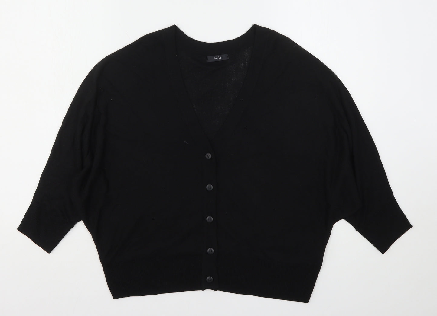 M&Co Womens Black V-Neck  Viscose Cardigan Jumper Size 12