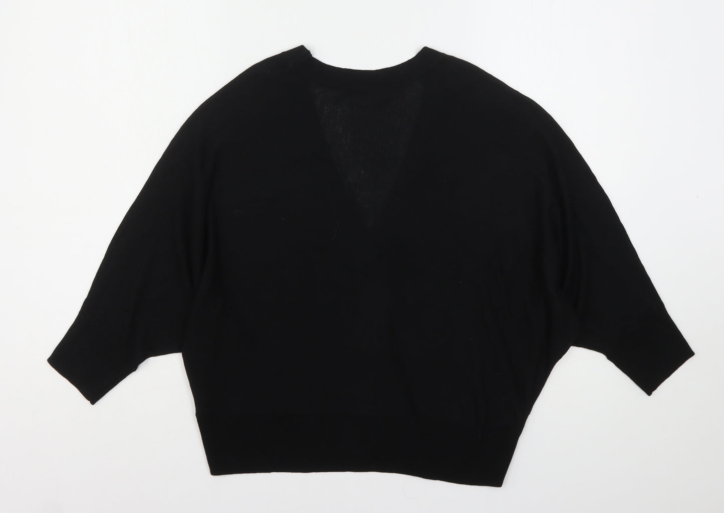 M&Co Womens Black V-Neck  Viscose Cardigan Jumper Size 12