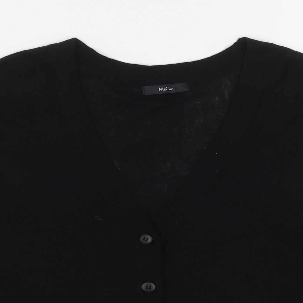 M&Co Womens Black V-Neck  Viscose Cardigan Jumper Size 12