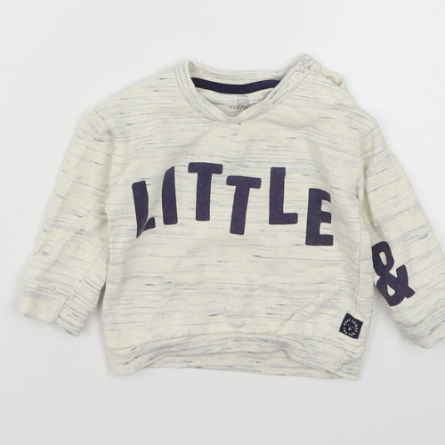 F&F Boys Beige  Cotton Pullover Jumper Size 6-9 Months