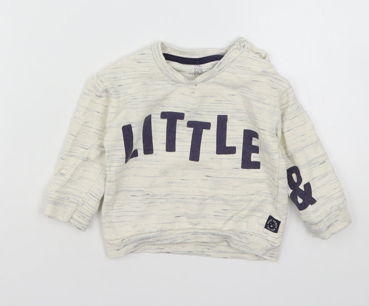 F&F Boys Beige  Cotton Pullover Jumper Size 6-9 Months