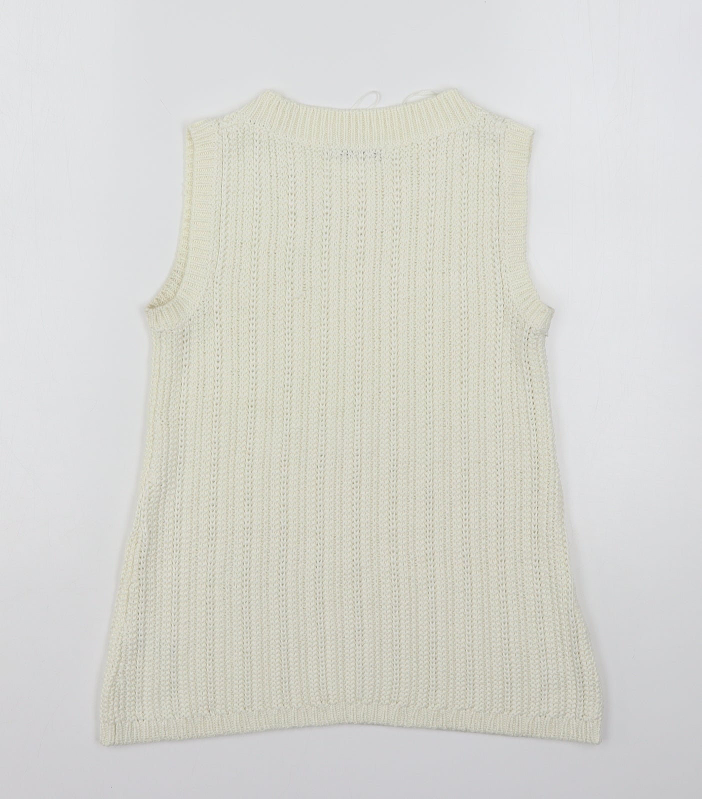 TU Womens Ivory Round Neck  Acrylic Vest Jumper Size 8