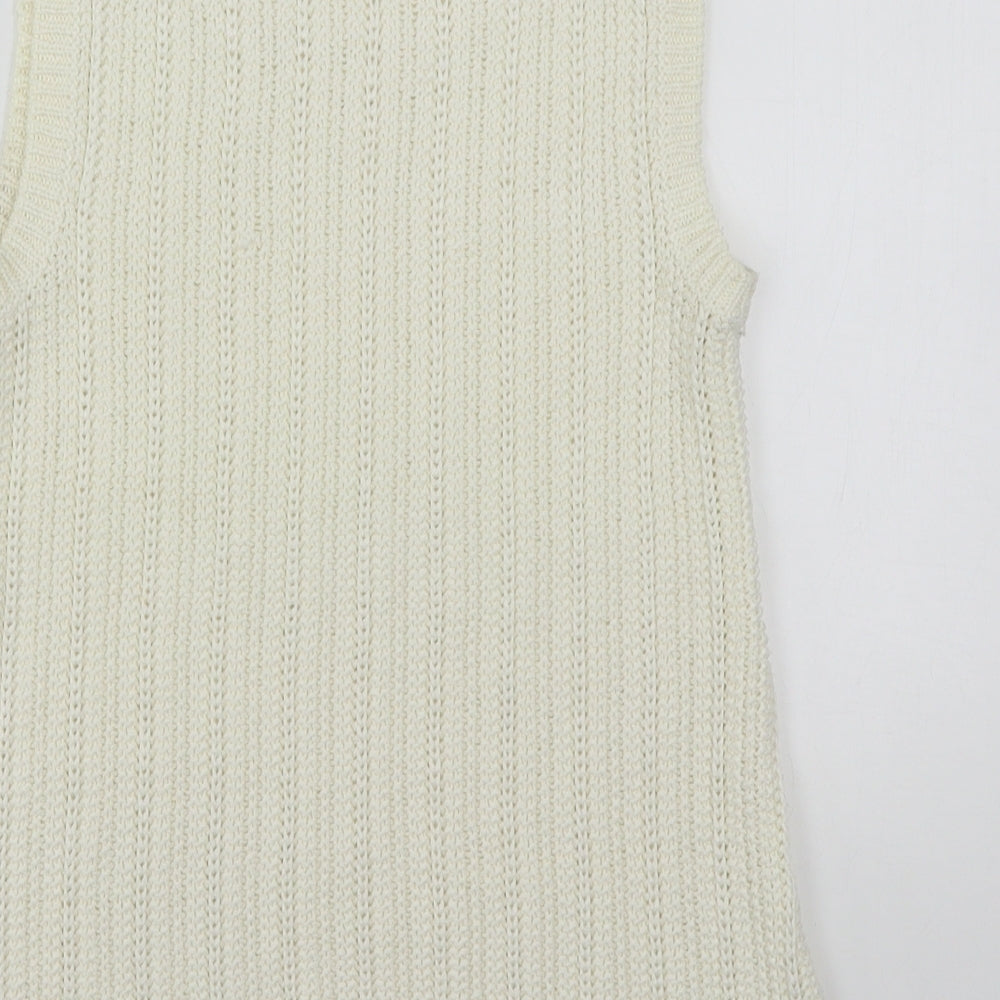 TU Womens Ivory Round Neck  Acrylic Vest Jumper Size 8