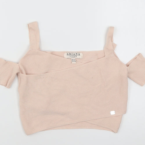 Lipsy Womens Pink  Viscose Cropped Tank Size 10 V-Neck