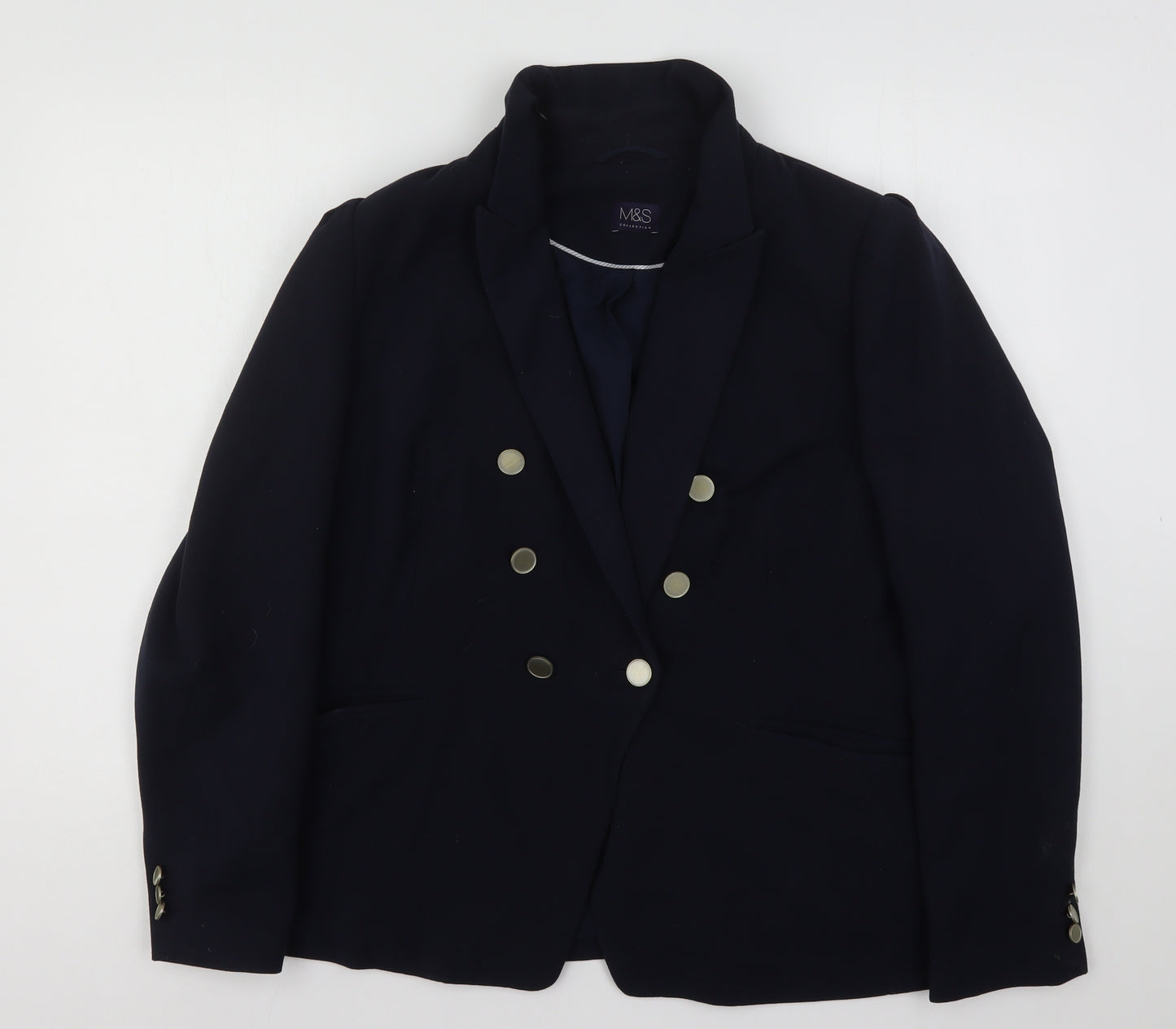 Marks and Spencer Womens Blue  Polyester Jacket Suit Jacket Size 20