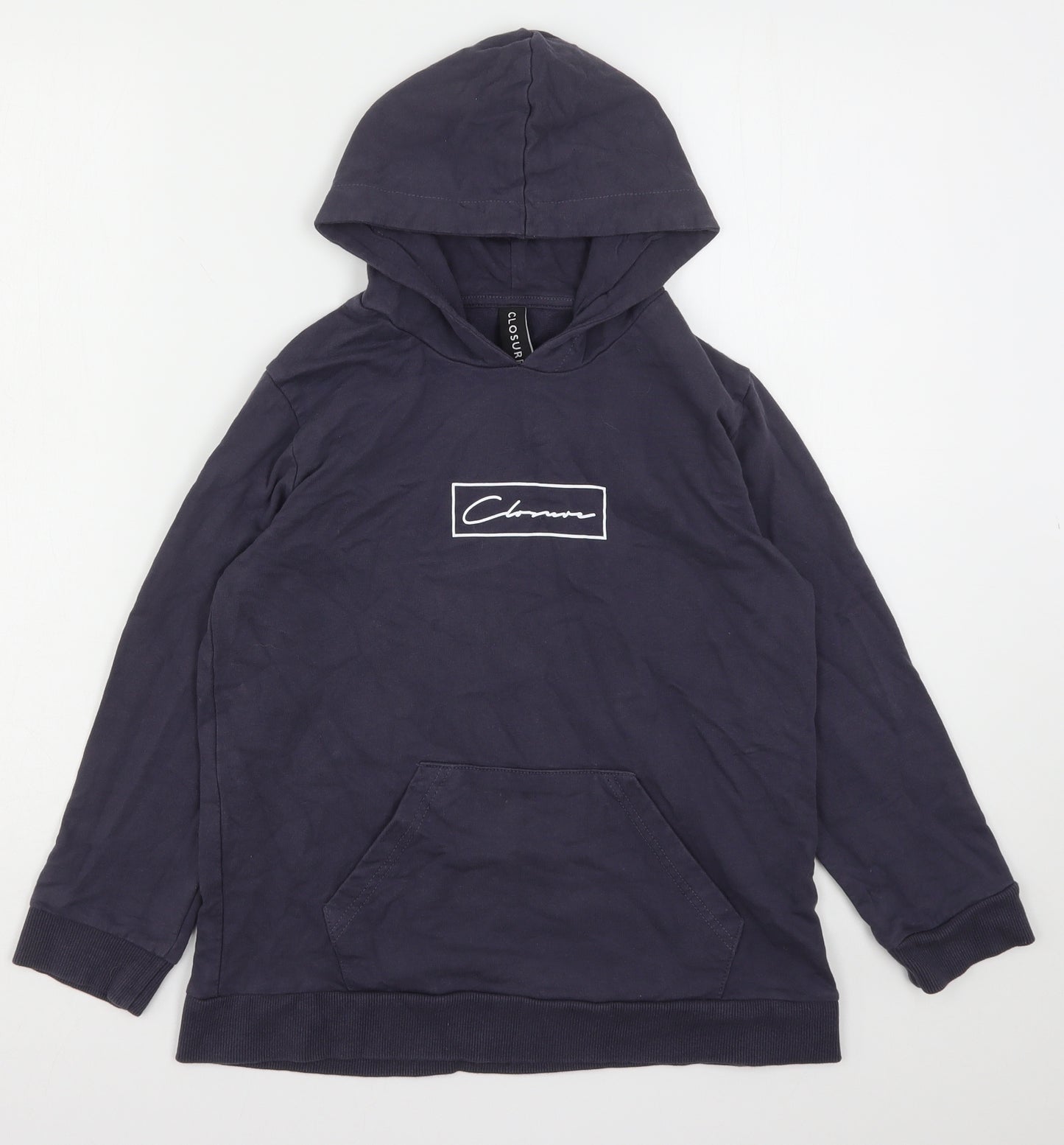 Closure   Boys Blue  Cotton Pullover Hoodie Size 12-13 Years