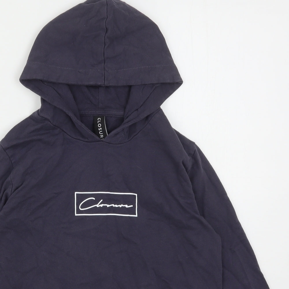 Closure   Boys Blue  Cotton Pullover Hoodie Size 12-13 Years