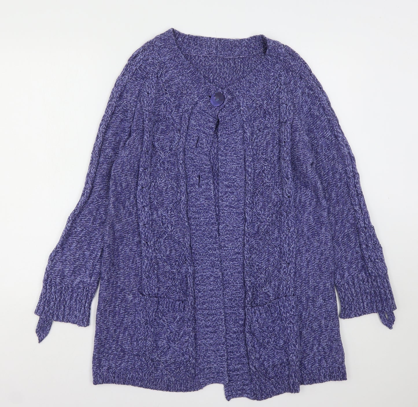 M&Co Womens Blue Round Neck  Cotton Cardigan Jumper Size XL