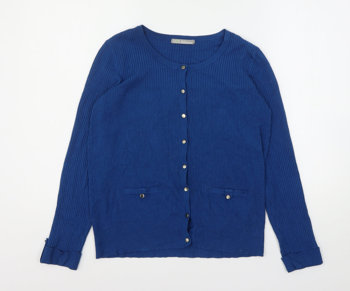 Marks and Spencer Womens Blue Round Neck  Viscose Cardigan Jumper Size 16