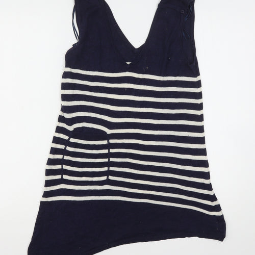 Planet Womens Multicoloured V-Neck Striped Viscose Vest Jumper Size S