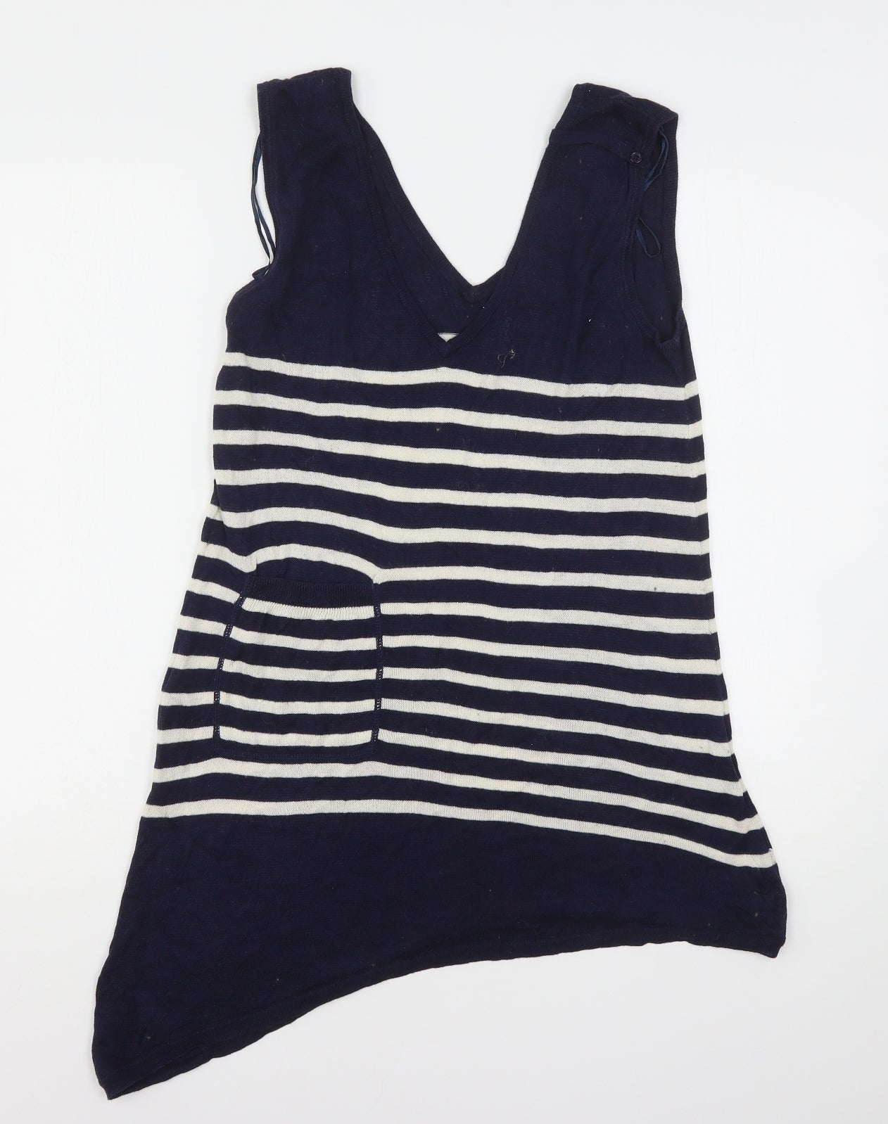 Planet Womens Multicoloured V-Neck Striped Viscose Vest Jumper Size S