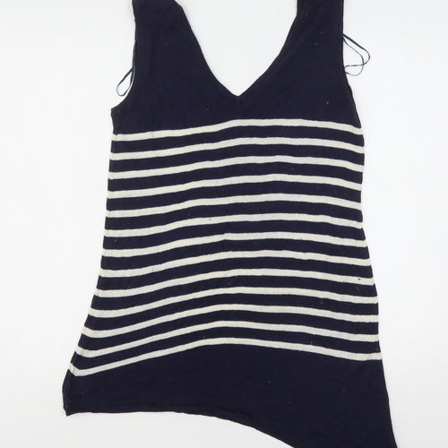 Planet Womens Multicoloured V-Neck Striped Viscose Vest Jumper Size S