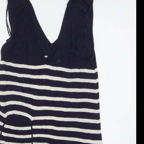 Planet Womens Multicoloured V-Neck Striped Viscose Vest Jumper Size S