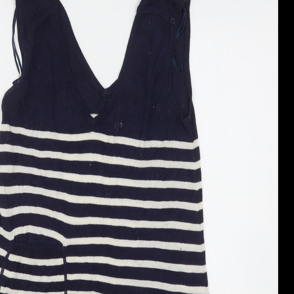 Planet Womens Multicoloured V-Neck Striped Viscose Vest Jumper Size S