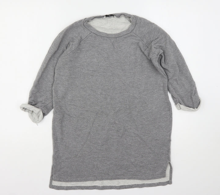 TU Womens Grey  Vinyl Pullover Sweatshirt Size 10