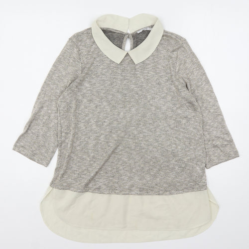 George Womens Beige Collared  Viscose Pullover Jumper Size 14