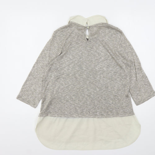 George Womens Beige Collared  Viscose Pullover Jumper Size 14