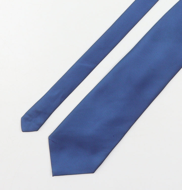 Burton Mens Blue Striped Polyester Pointed Tie One Size