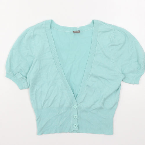 TU Womens Green V-Neck  Viscose Cardigan Jumper Size 8
