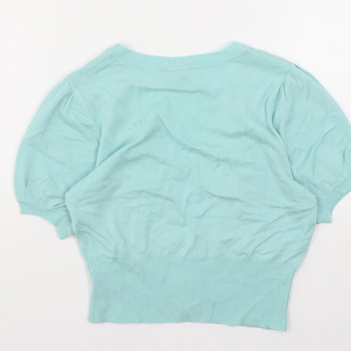 TU Womens Green V-Neck  Viscose Cardigan Jumper Size 8