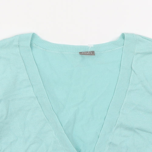 TU Womens Green V-Neck  Viscose Cardigan Jumper Size 8
