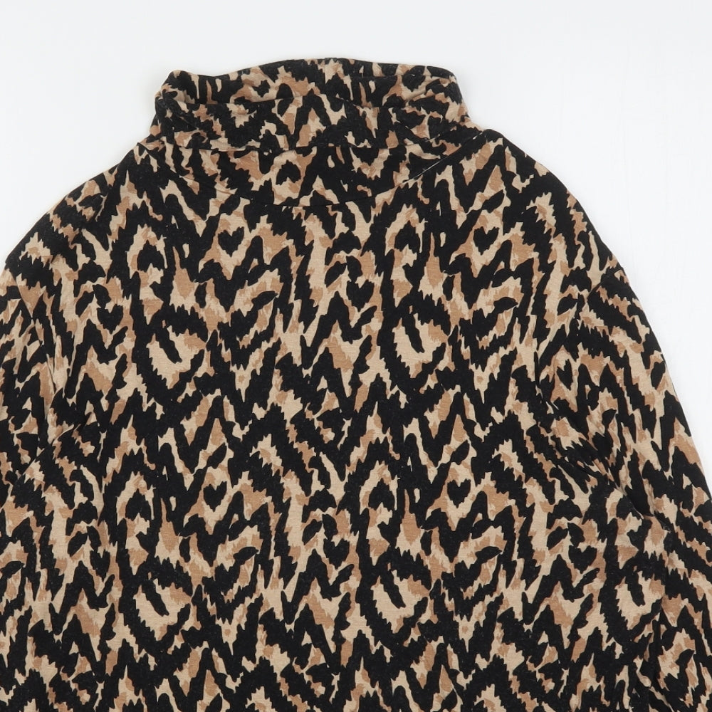 Dorothy Perkins Womens Multicoloured Animal Print Viscose Basic T-Shirt Size 20 Roll Neck