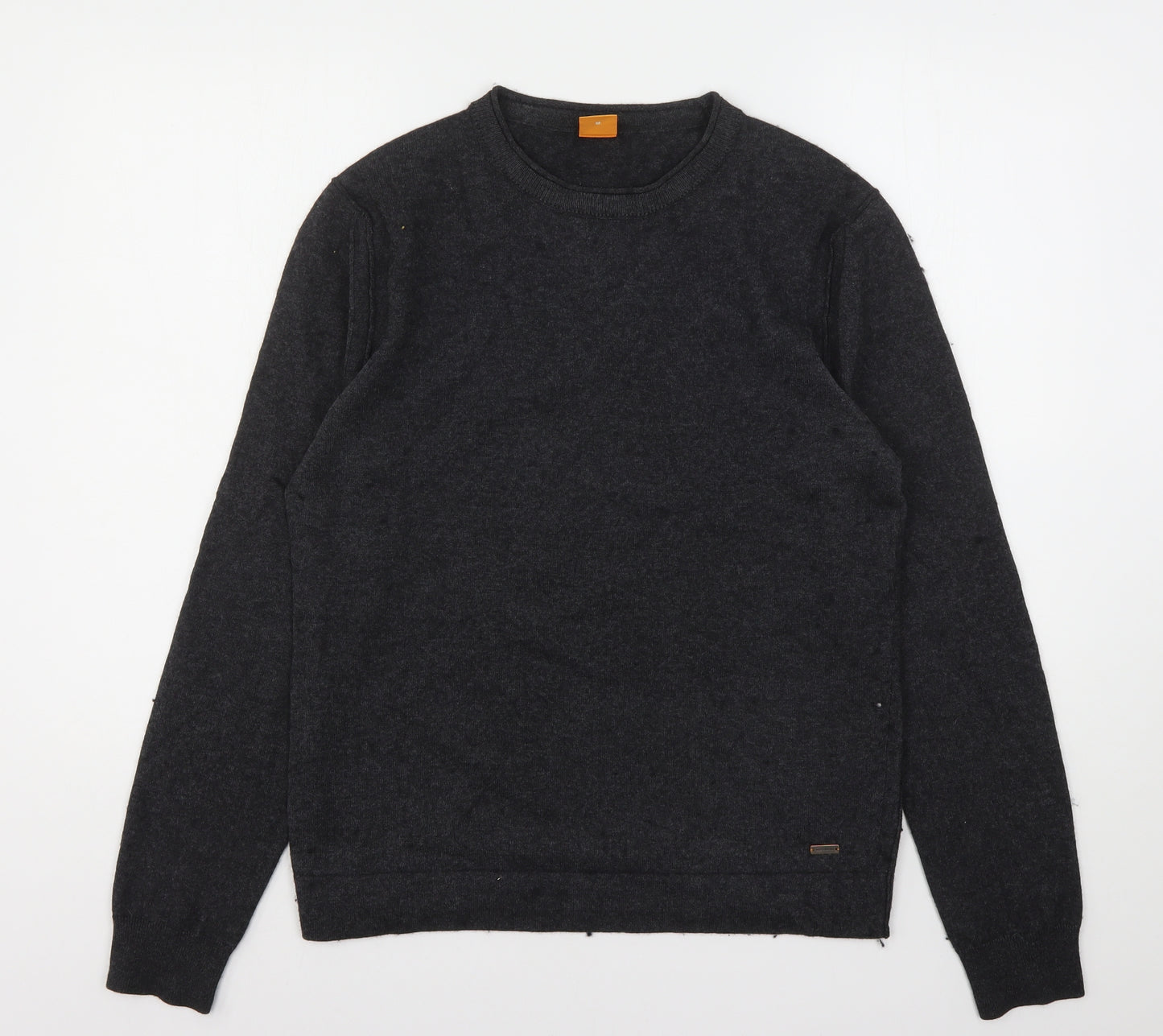 HUGO BOSS Mens Grey Round Neck  Cotton Pullover Jumper Size M