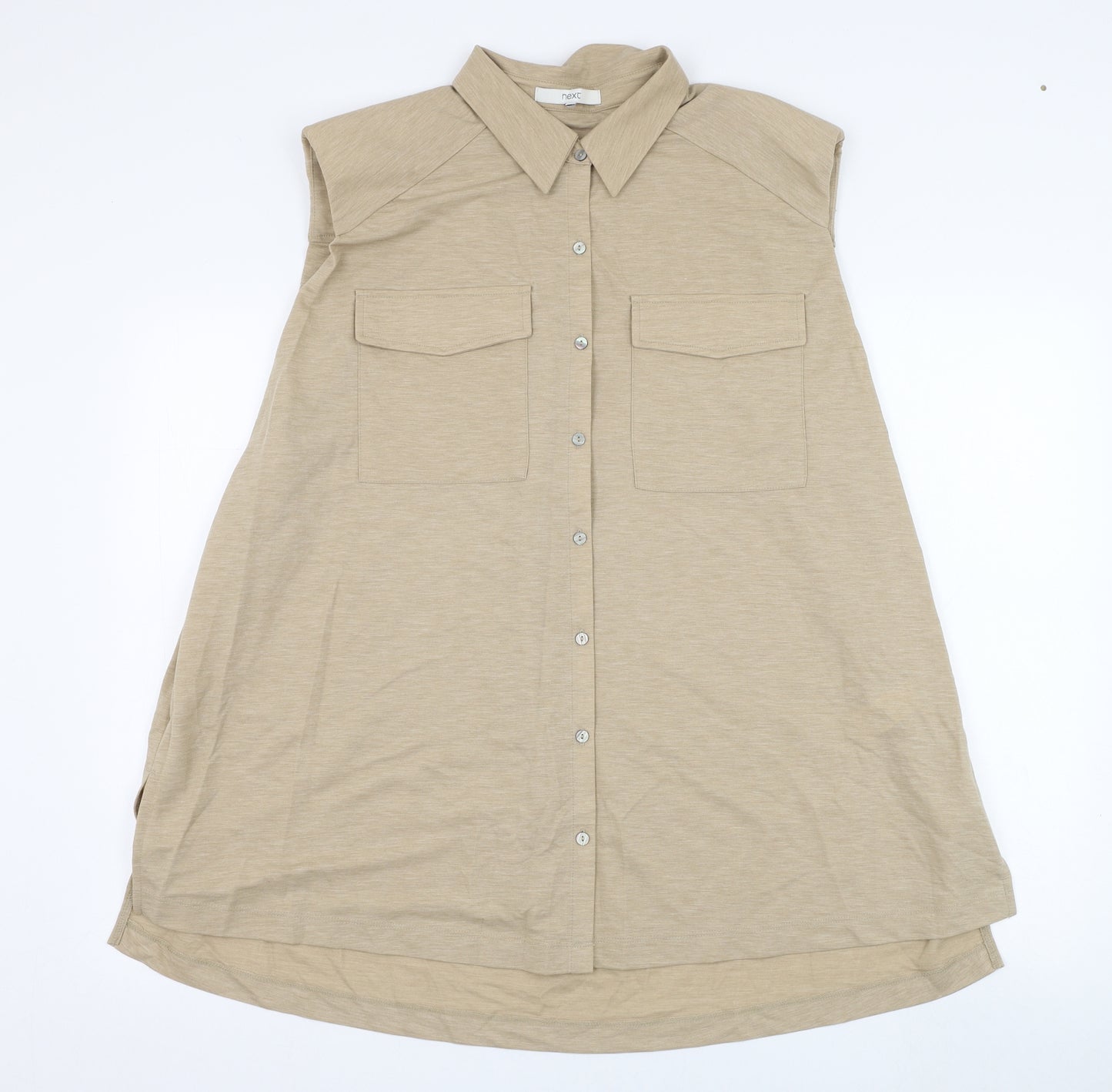 NEXT Womens Brown  Polyester Basic Button-Up Size 22 Collared
