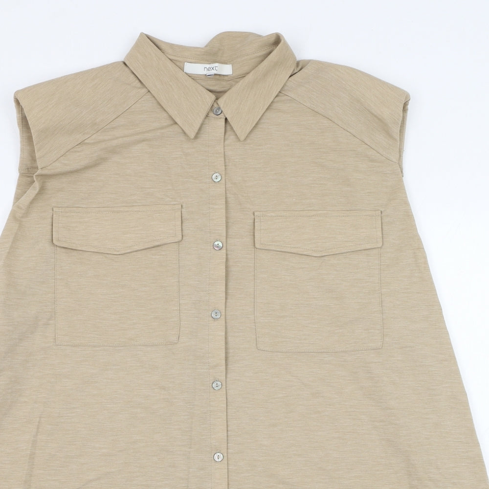 NEXT Womens Brown  Polyester Basic Button-Up Size 22 Collared