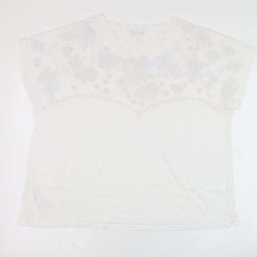 NEXT Womens White  Cotton Basic T-Shirt Size 22 Round Neck - Flower