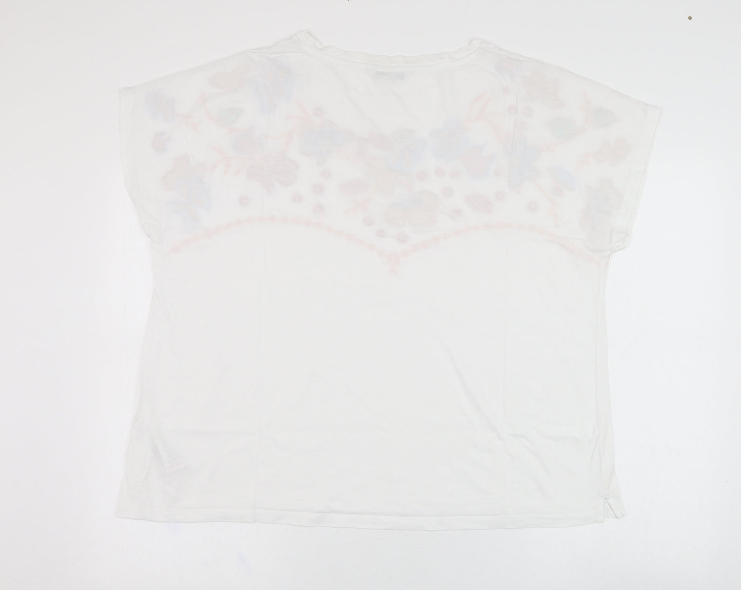 NEXT Womens White  Cotton Basic T-Shirt Size 22 Round Neck - Flower