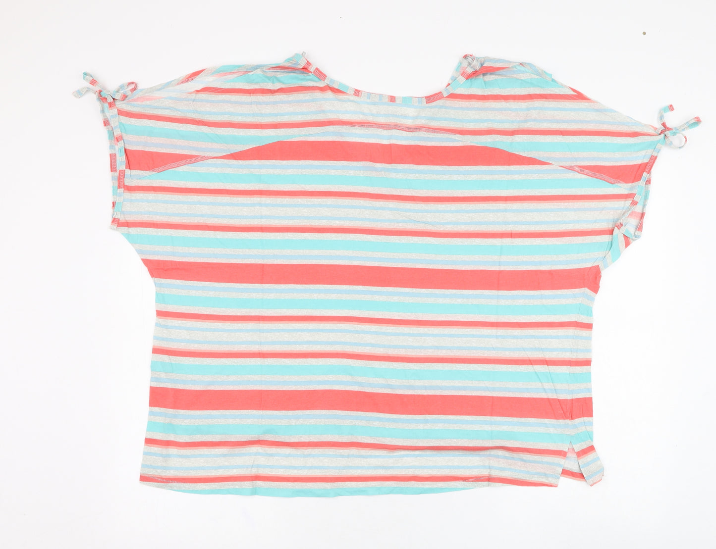 NEXT Womens Grey Striped Cotton Basic T-Shirt Size 22 Round Neck