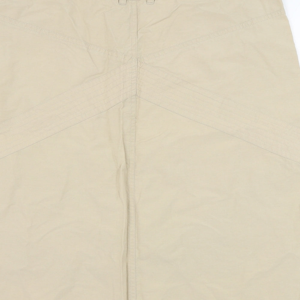 Dunnes Stores Womens Beige  Cotton A-Line Skirt Size 12   Zip