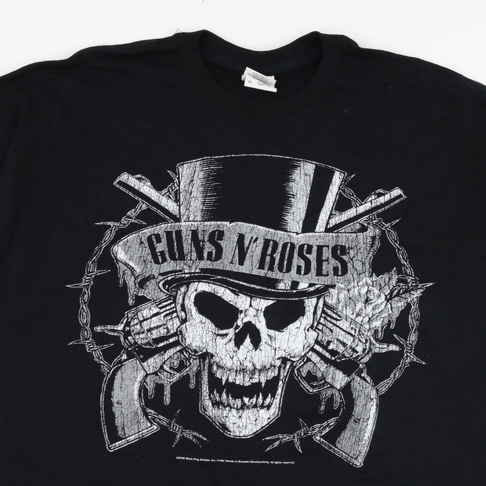 Gildan Mens Black  Cotton  T-Shirt Size XL Round Neck  - Guns N' Roses