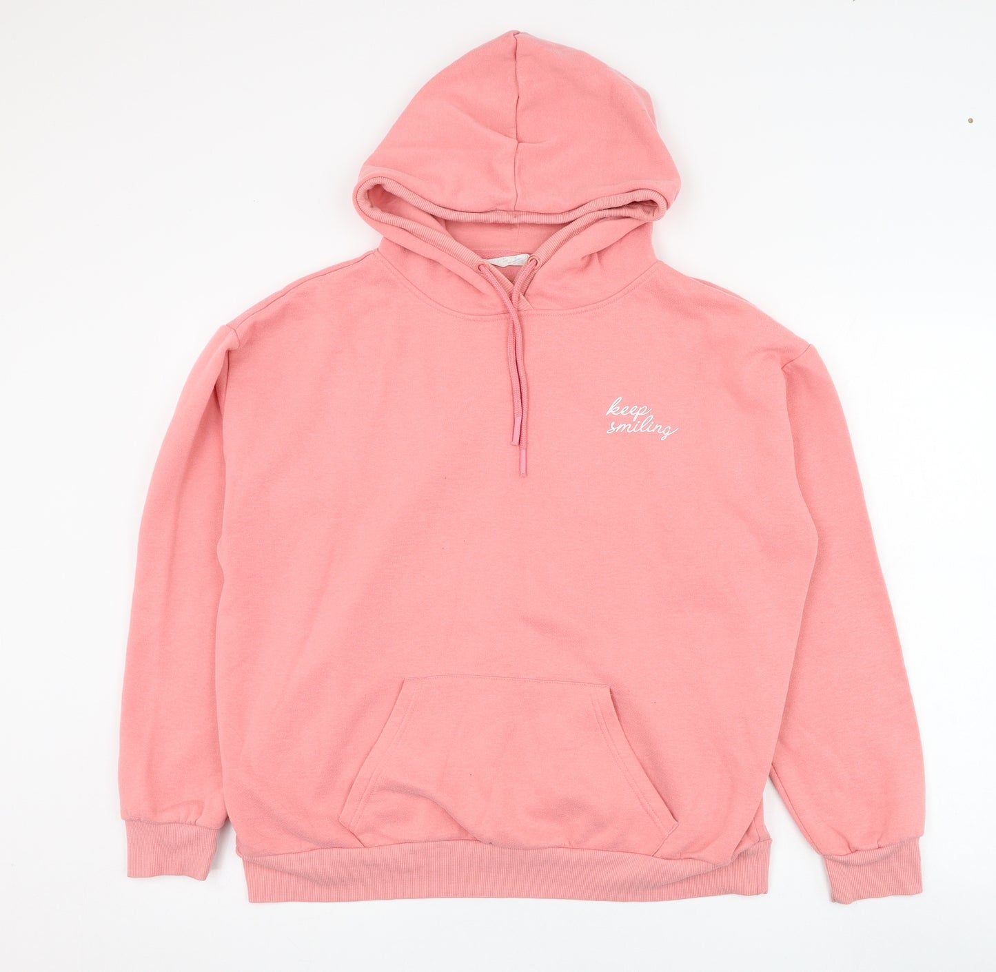 Primark Womens Pink  Polyester Pullover Hoodie Size 14  Pullover - Keep Smiling