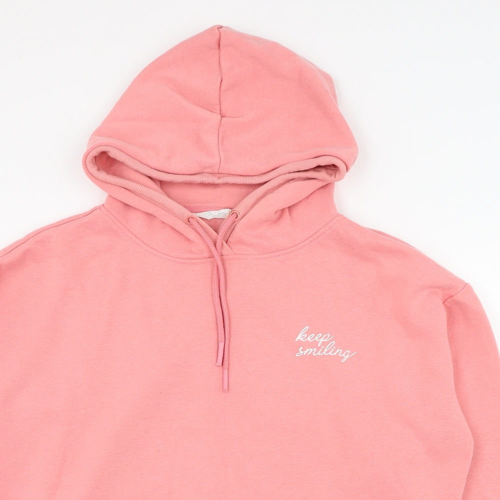 Primark Womens Pink  Polyester Pullover Hoodie Size 14  Pullover - Keep Smiling